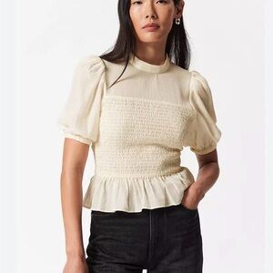 & Other Stories Cream Puff Sleeve Blouse- size 8